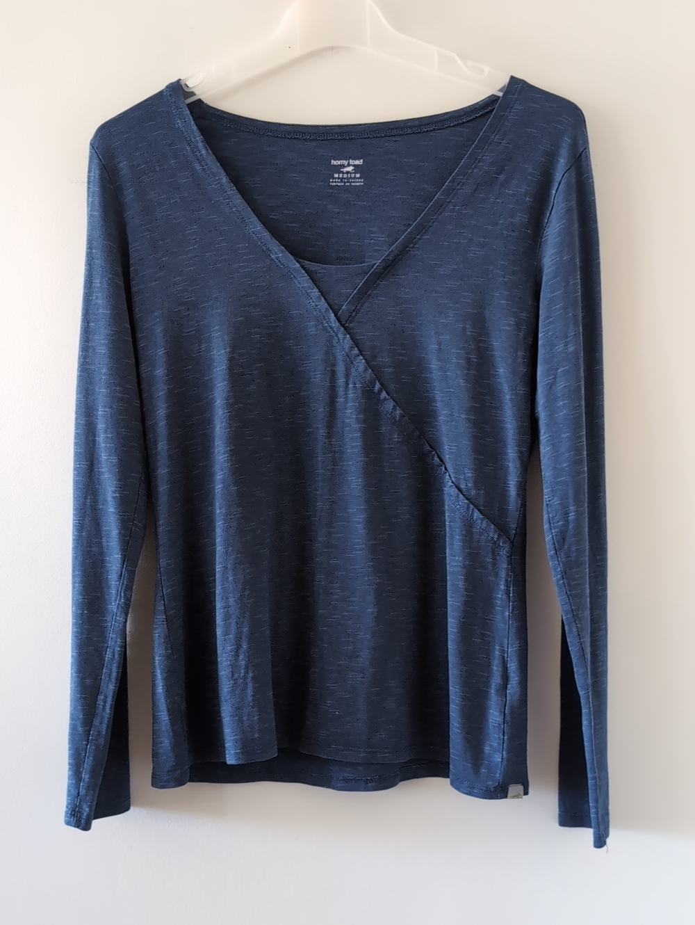 Horny Toad Organic Cotton Blend Navy Wrap-Style Top Size M